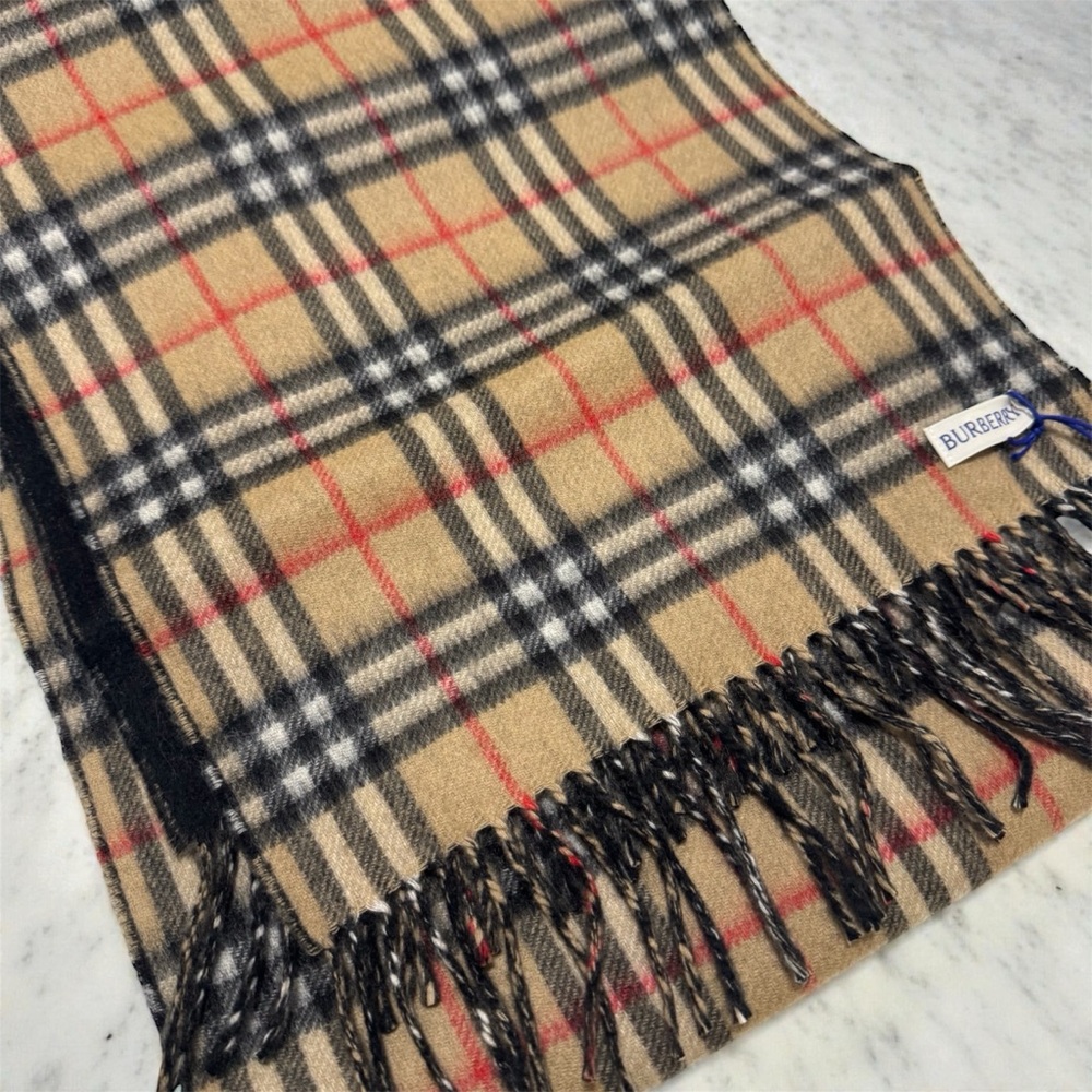 Burberry Heritage Check Scarf - Tan, Black, Red - Picture 2 of 10